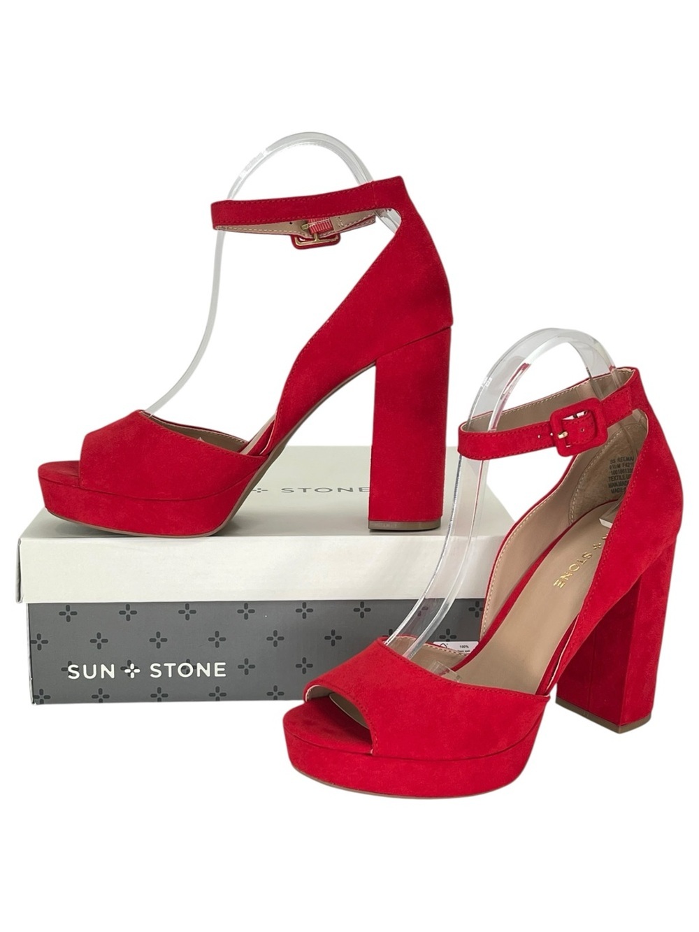 Sun + Stone Reemaa Red Microfiber Womens Heels Size 9.5M